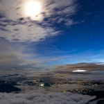 Moon rise near Thambi view point, a little above Lungthung. Below is the Zuluk village which was once a transit point to the historic Silk Route from Tibet to India.